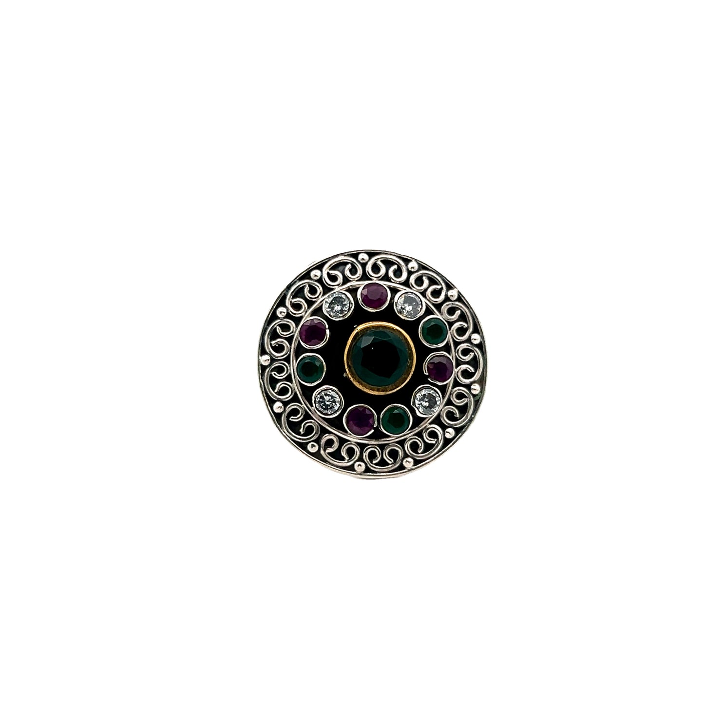 Sterling Silver Cut Stone Ring