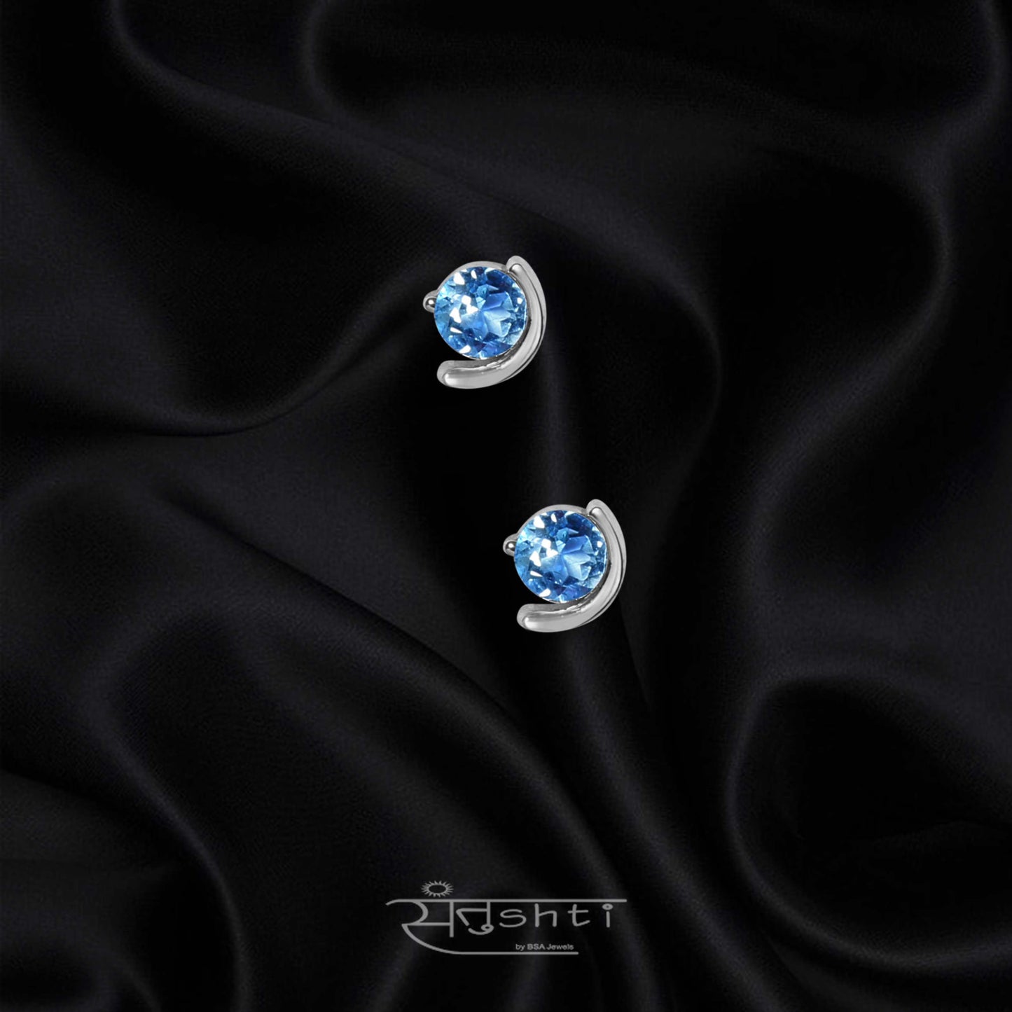 SILVER BLUE TOPAZ MINI STUDS