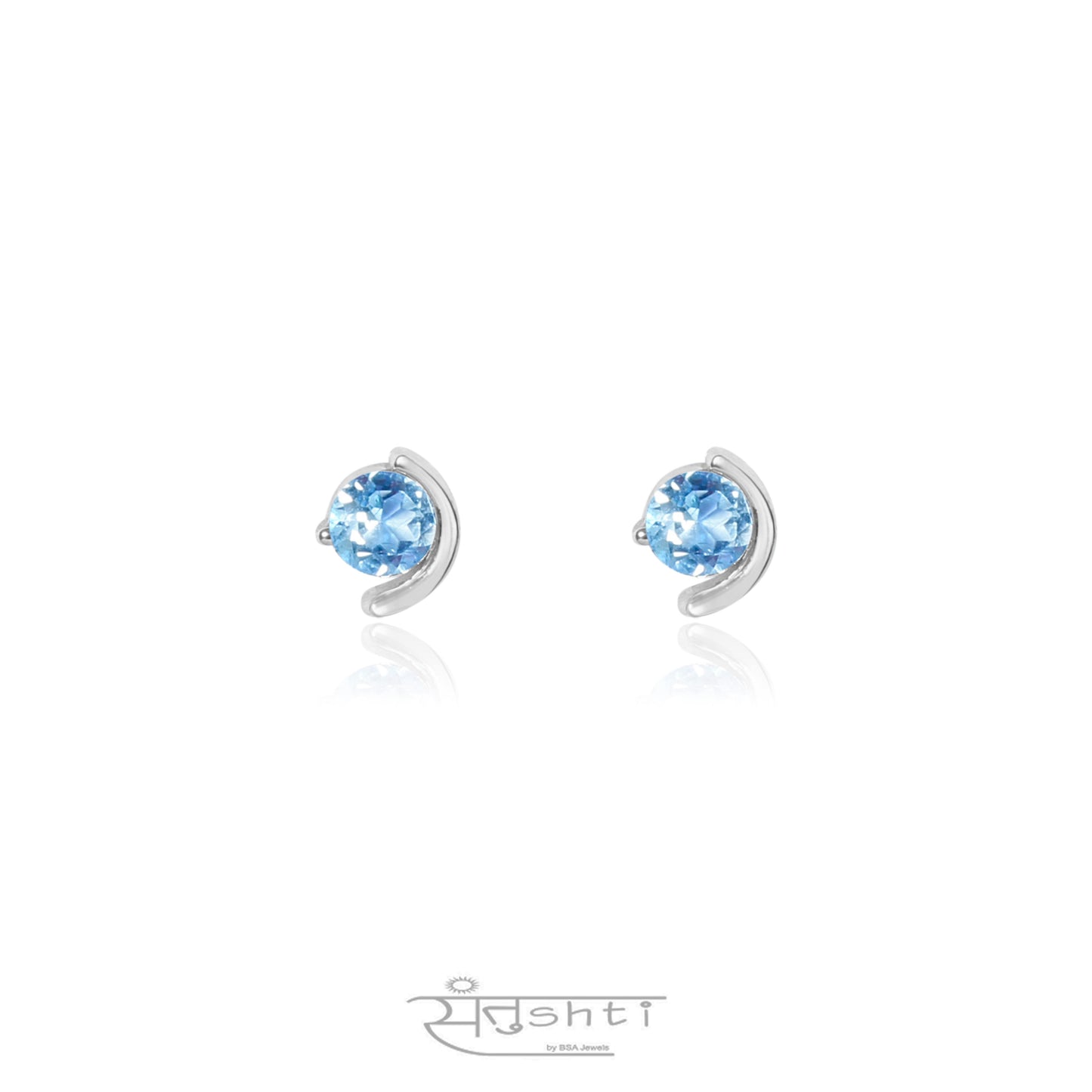 SILVER BLUE TOPAZ MINI STUDS