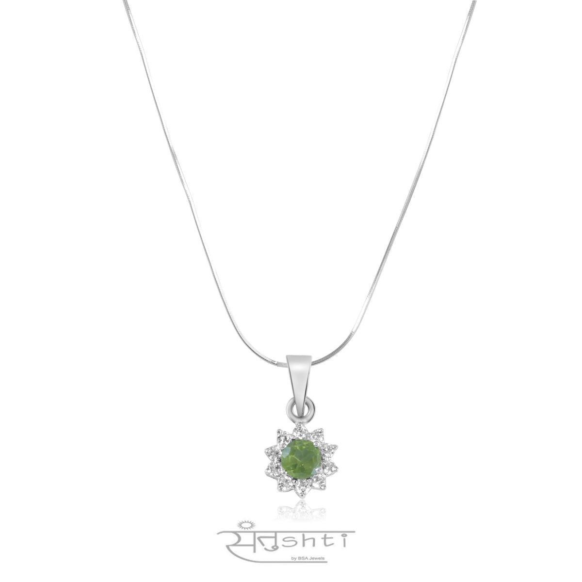 Mint Green Star Sterling Silver Pendant