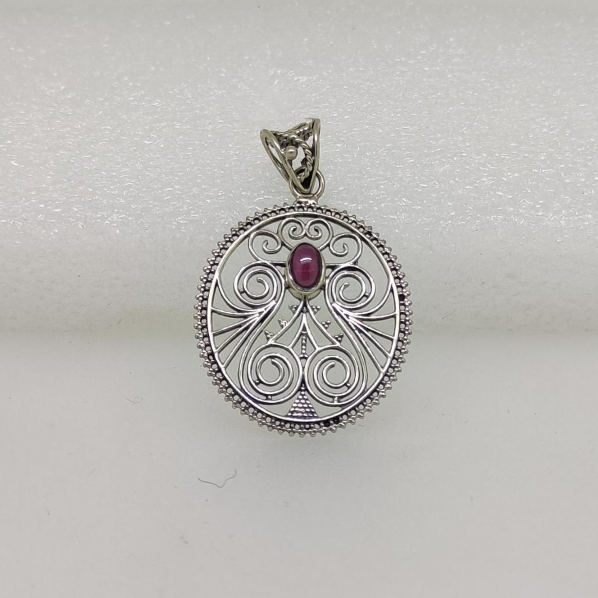 Ruby Oxidised Silver Pendant