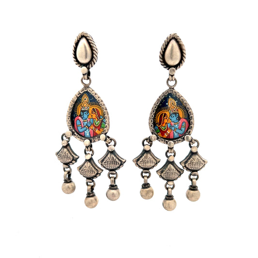 Radha Krishna Silver Danglers