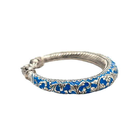 Elegant Blue Enamel Silver Bracelet