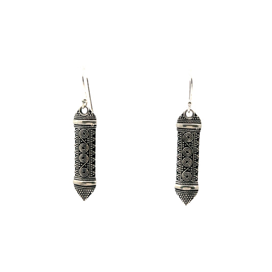 Elips Hammered Silver Earrings