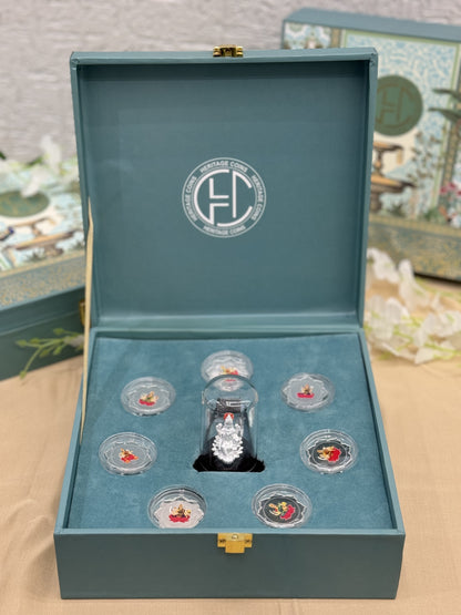 Silver Laxmi Idol With Coins Gift Set