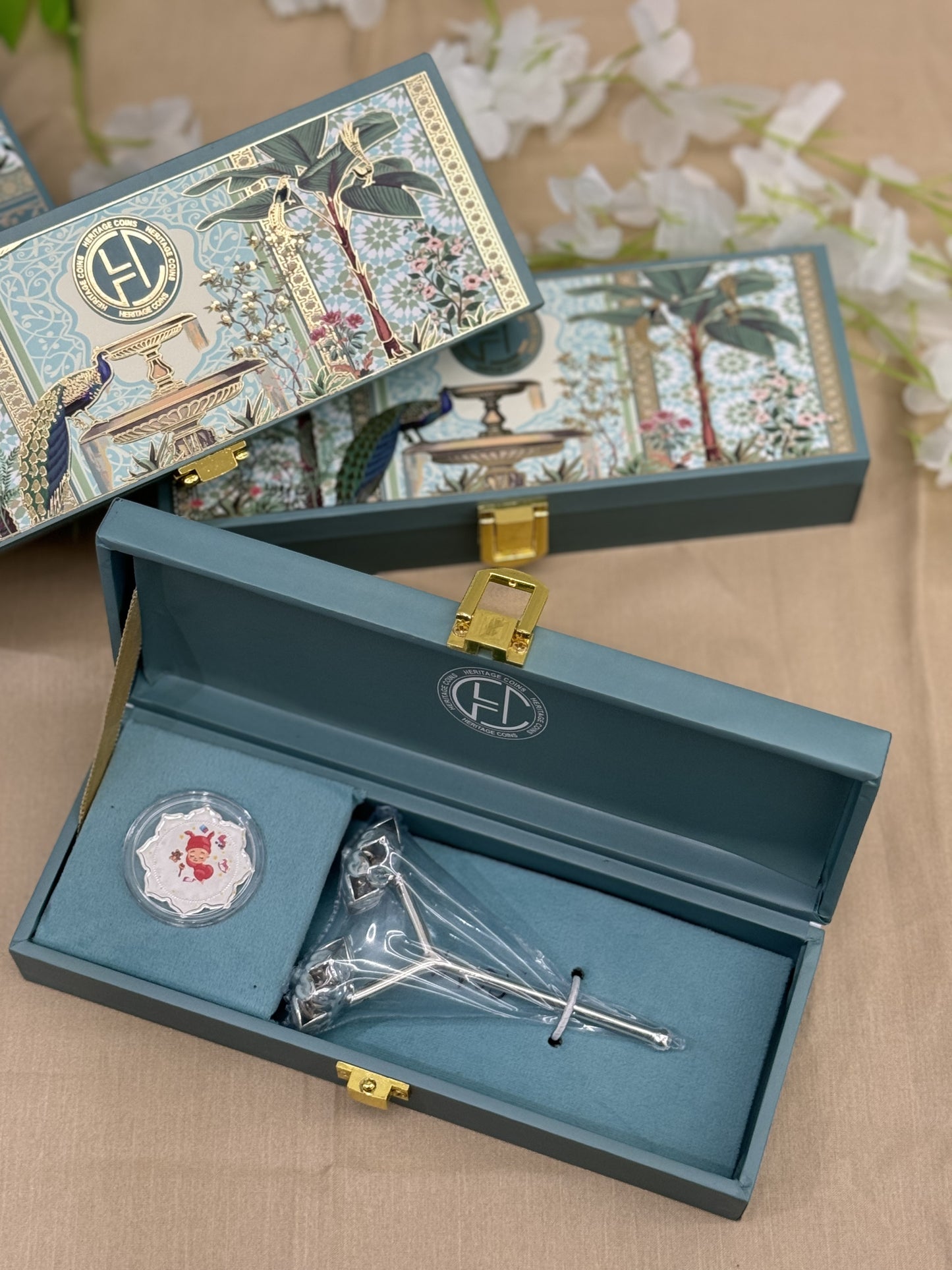 Silver Rattle With Coin Gift Set