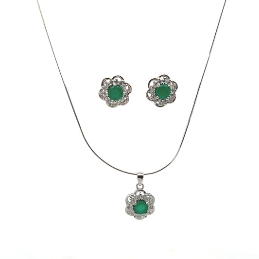 Green AD Flower Pendant Set