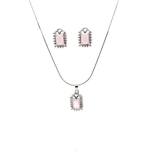 Pink Silver Pendant Set