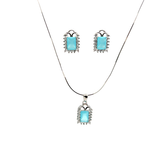 Sky Blue Silver Pendant Set