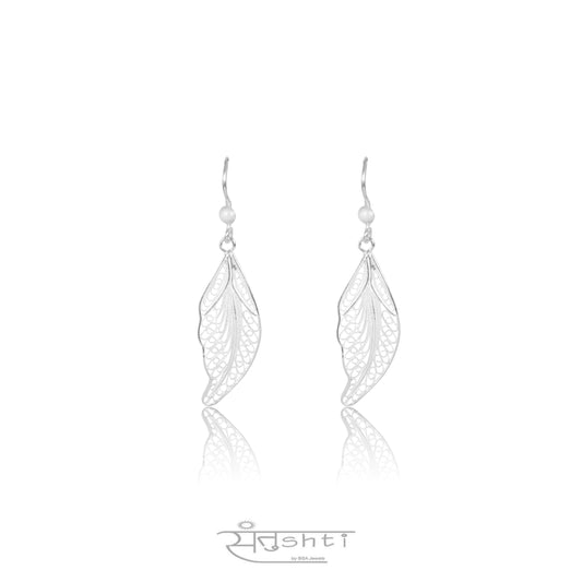 Leaf Filigree Silver Earrings