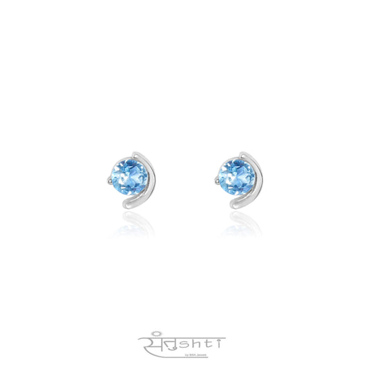 SILVER  BLUE TOPAZ MINI STUDS