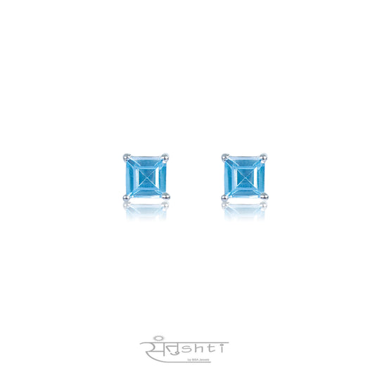 Blue Topaz Princess Studs