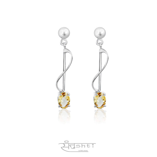 Citrine Silver Drop Danglers