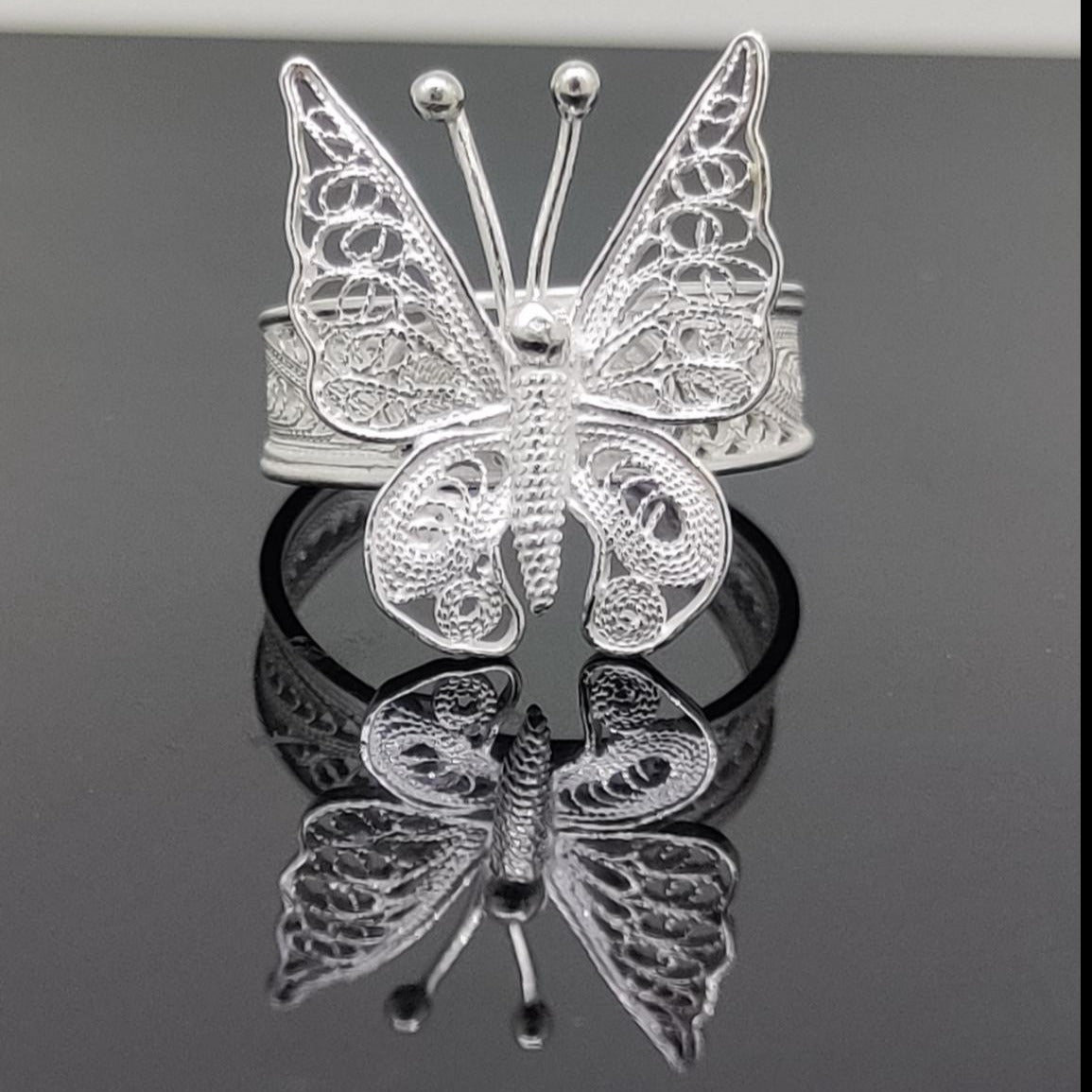 Butterfly Filigree Silver Ring